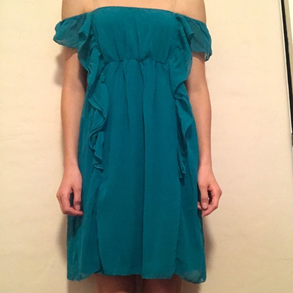 Turquoise Ruffle Midi Dress - Picture 3 of 3